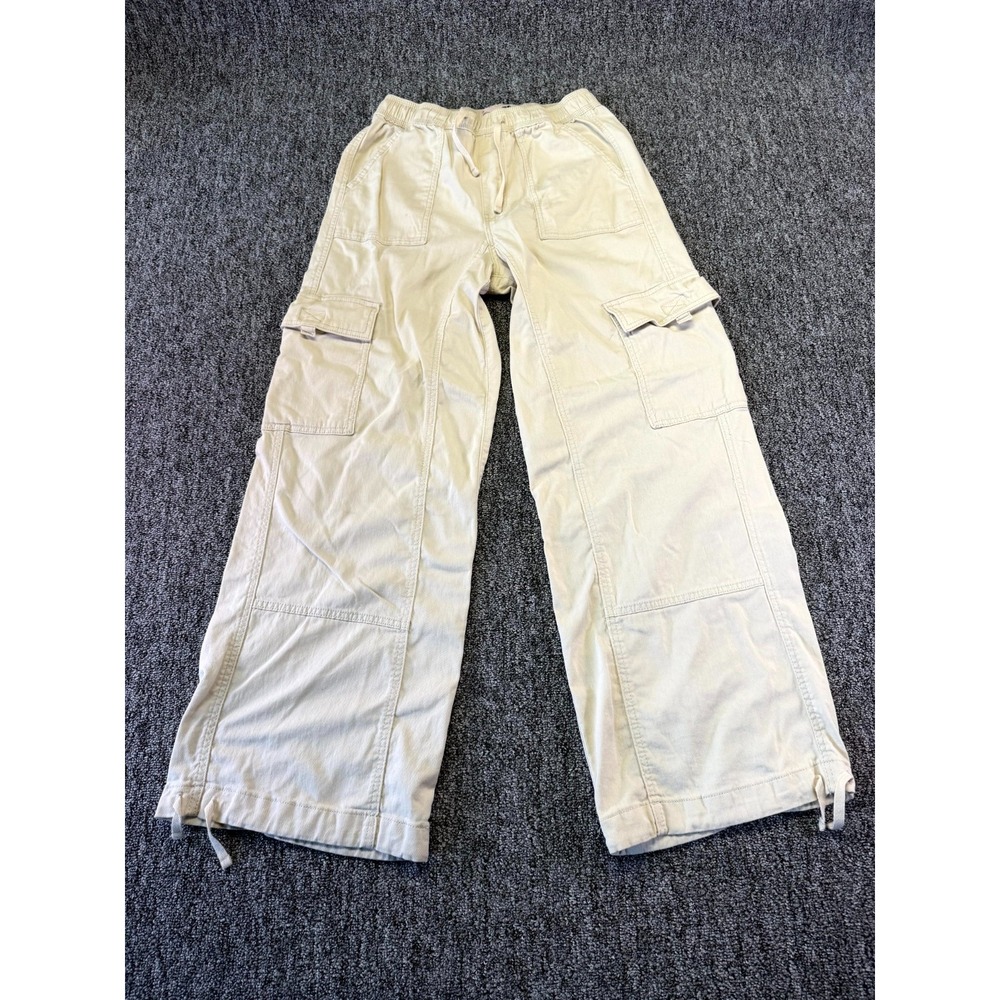 SO Cargo Baggy Pants Girls Small White Drawstring Hem High Rise Pull On Straight